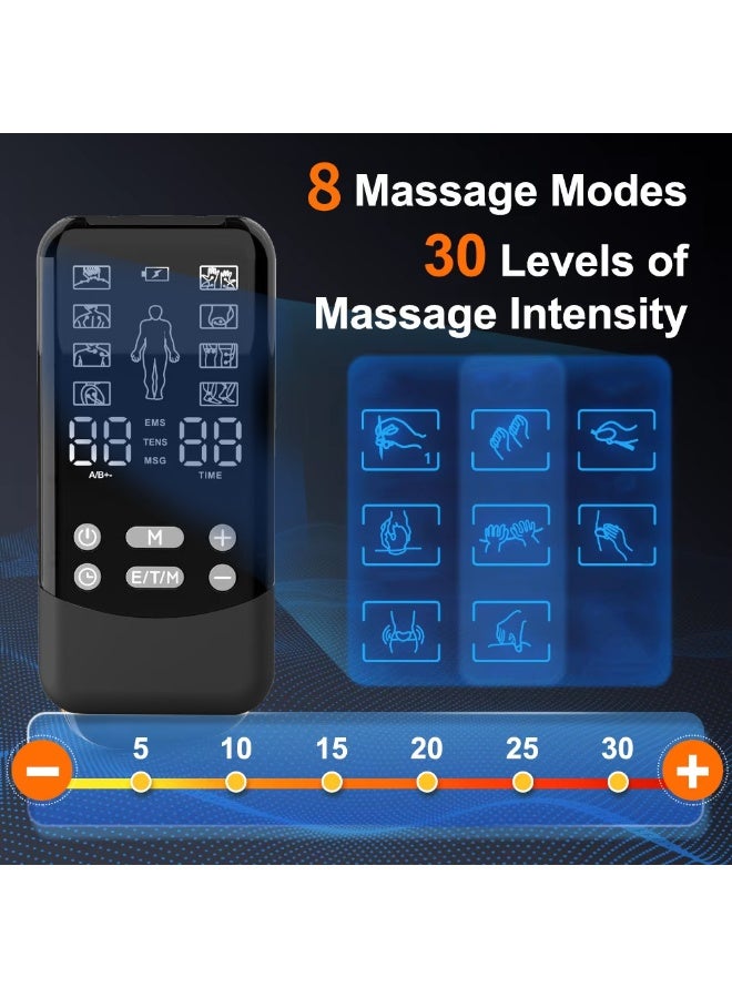 WALALLA TENS Unit Muscle Stimulator 8 Modes 30 Intensities, Rechargeable 4 Channel TENS Machine for Pain Relief Muscle Massager with 8 Premium Electrode Pads and Dust-Proof Storage Bag - Image 4